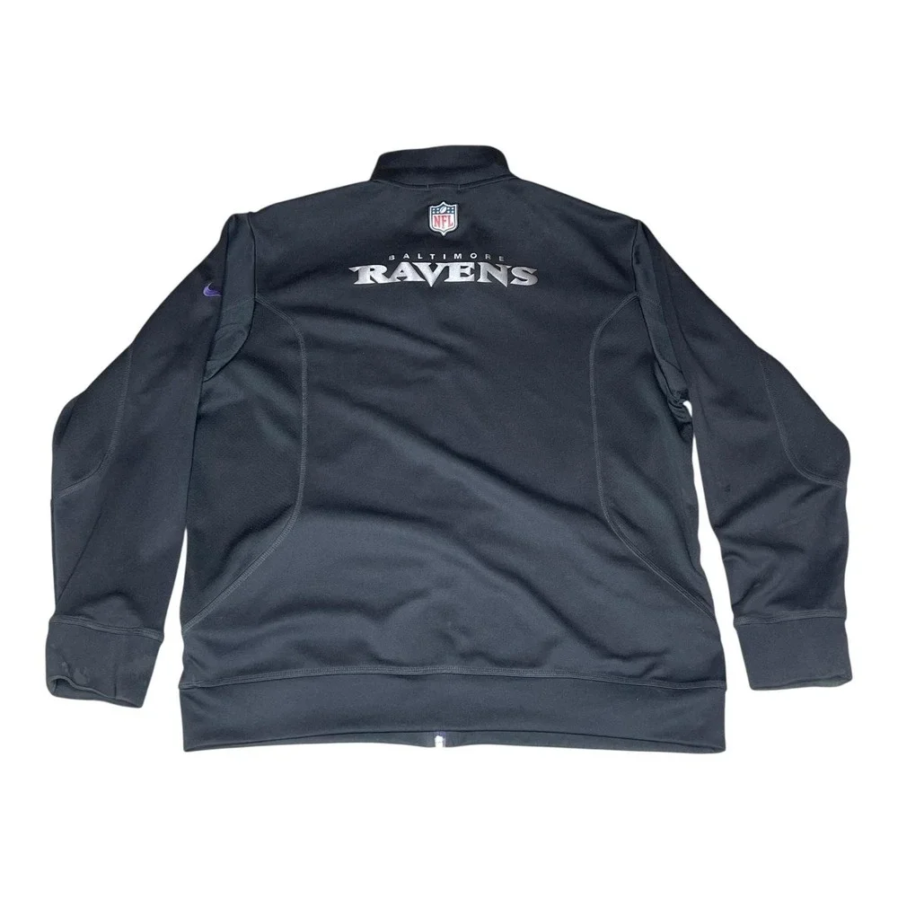 Nike NFL Baltimore Ravens Dri-FIT‎ Full Zip Jacket Mens Large Black Onfield